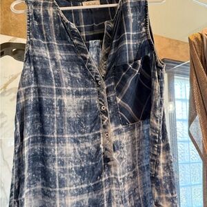 Bella Dahl Navy Checkered Top